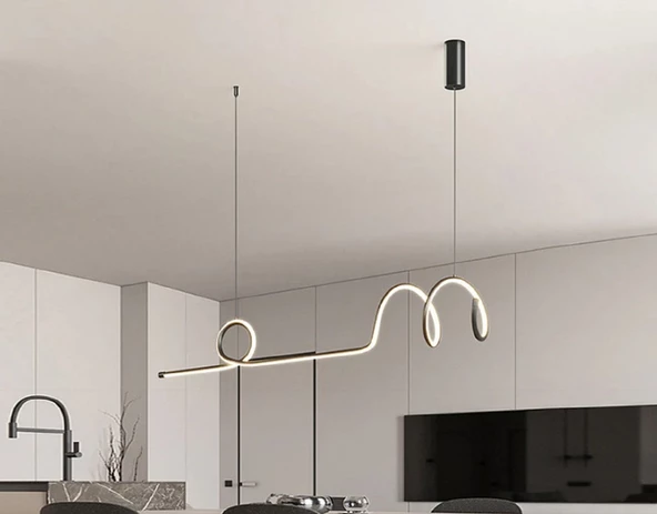Dalgalı Minimal / 120 cm / Sarkıt Avize / 3 Renk Işık / Antrasit Gövde / 3 Yıl Garanti - 2