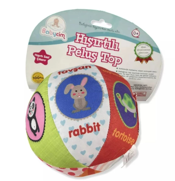 Babycim 003-09 Hışırtılı Çıngıraklı Peluş Top - 1