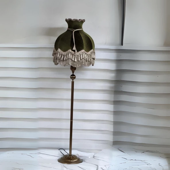 Klasik Lambader Bronz Ayak Yeşil Başlık 170cm.
