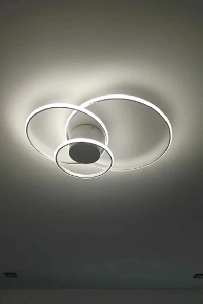 Flow / Planfonyer Avize / 40-30-20 cm / Antrasit Gövde / 3 Renk Işık / 3 Yıl Garanti - 3