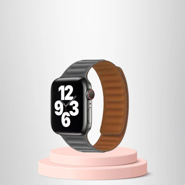 Apple Watch 42/44/45mm Uyumlu İnce Dokuma Mıknatıslı Kordon GRİ