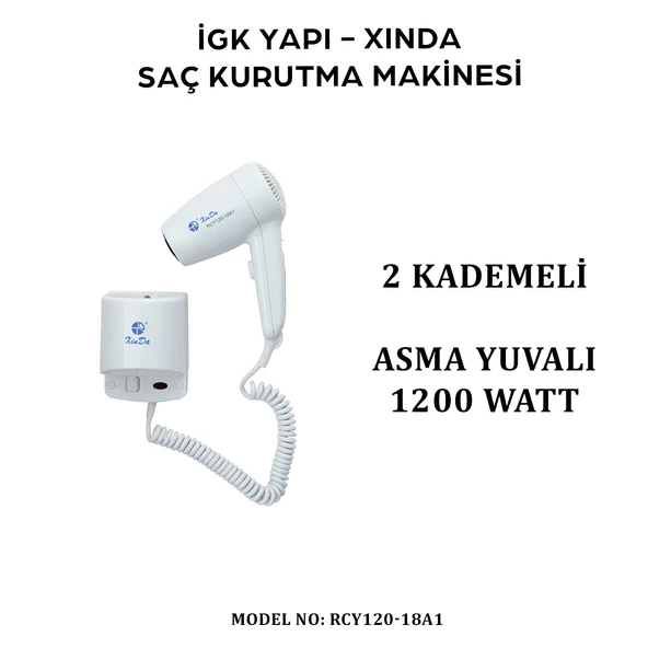 İGK YAPI - XINDA KORDONLU SAÇ KURUTMA MAKİNESİ (RCY120-18A1) - 4