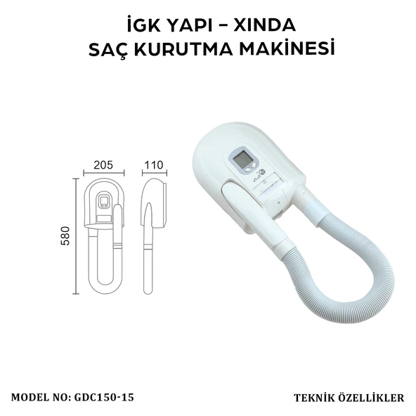 İGK YAPI - XINDA HORTUMLU SAÇ KURUTMA MAKİNESİ (GDC150-15) - 5