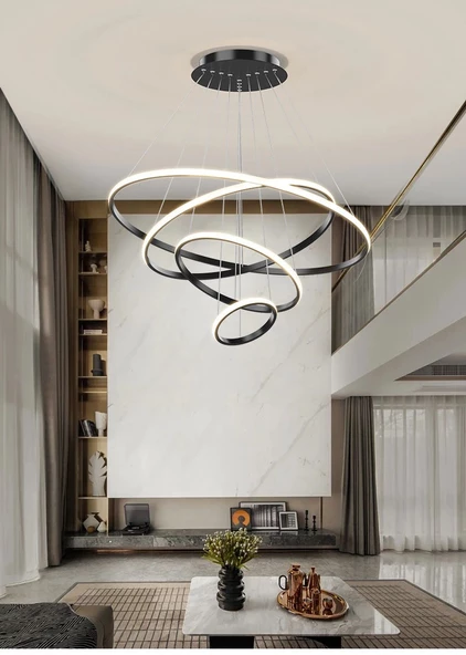 Tiran / Sarkıt Avize / 80-60-40-30 cm / Antrasit Gövde / 3 Renk Işık / 3 Yıl Garanti - 6