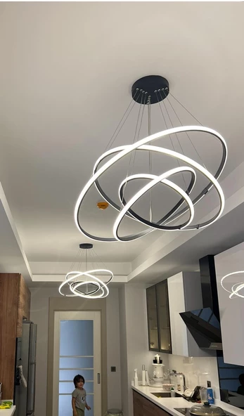 Tiran / Sarkıt Avize / 80-60-40-30 cm / Antrasit Gövde / 3 Renk Işık / 3 Yıl Garanti - 3