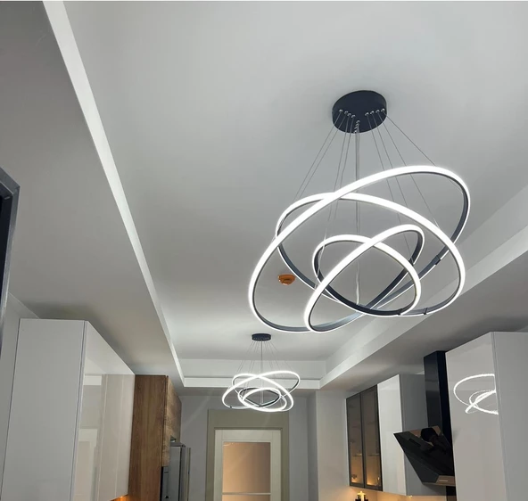 Tiran / Sarkıt Avize / 80-60-40-30 cm / Antrasit Gövde / 3 Renk Işık / 3 Yıl Garanti - 4