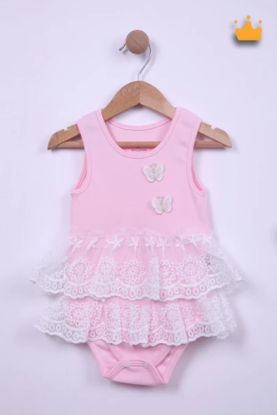 Babyhola %100 Pamuk Kız Bebek Çift Kat Elbise Atlet Badi 3527 - Resim 8