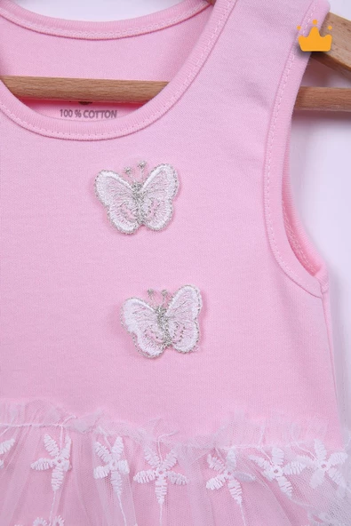 Babyhola %100 Pamuk Kız Bebek Çift Kat Elbise Atlet Badi 3527 - Resim 10