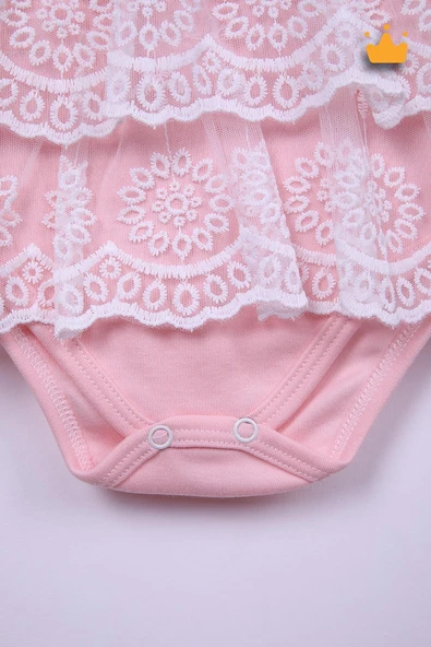 Babyhola %100 Pamuk Kız Bebek Çift Kat Elbise Atlet Badi 3527 - Resim 4