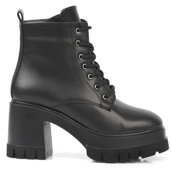 Feles Yüksek Kalın Taban 9 cm Bağcıklı Kadın Bot - Resim 9