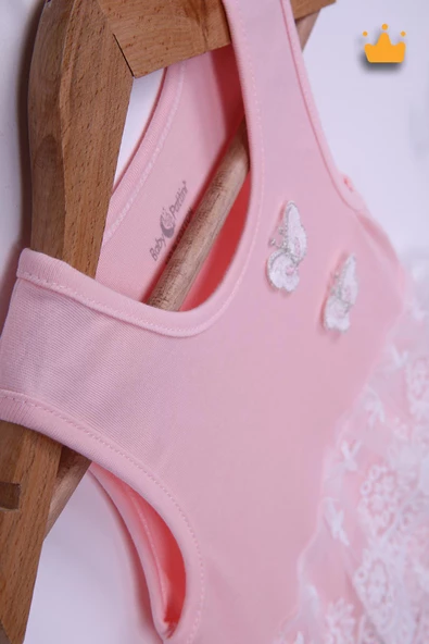 Babyhola %100 Pamuk Kız Bebek Çift Kat Elbise Atlet Badi 3527 - Resim 5