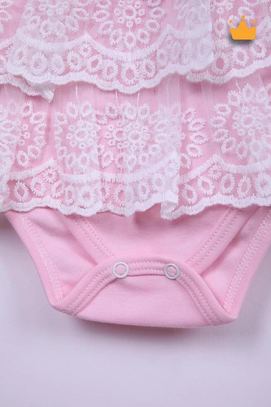 Babyhola %100 Pamuk Kız Bebek Çift Kat Elbise Atlet Badi 3527 - Resim 11