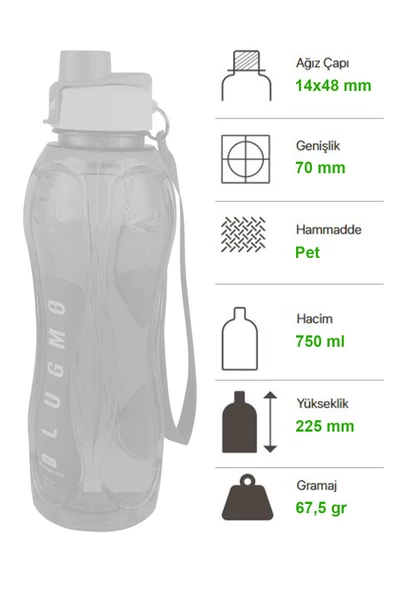 2 Adet Matara Suluk Kapaklı Okul Spor 750 ML - 8