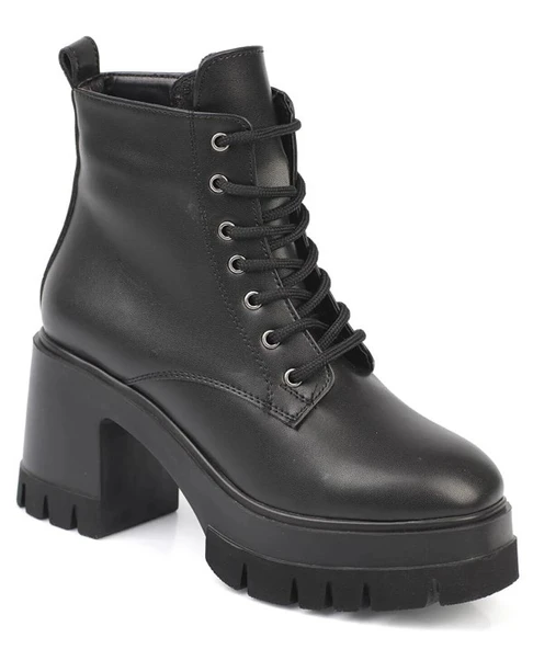 Feles Yüksek Kalın Taban 9 cm Bağcıklı Kadın Bot - Resim 8