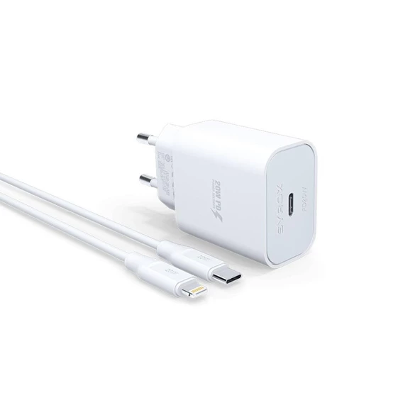 Syrox PD20L Şarj Aleti 3.0A PD20W Type-C To Lightning Kablo Set PD20L 20W Pd Lightning Şarj Adaptörü - 2