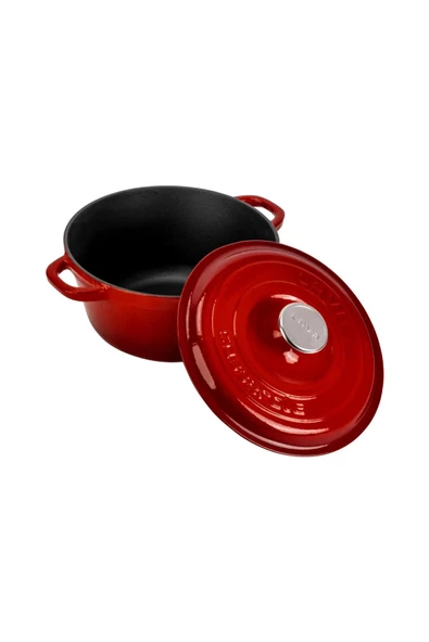 Lava Döküm Yuvarlak Tencere 24 Cm Kırmızı (TEŞHİR) - 4