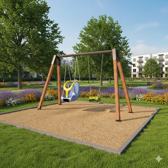 Ahşap Salıncak, Engelli ve Standart Tip Salıncak Koltuklu - 2