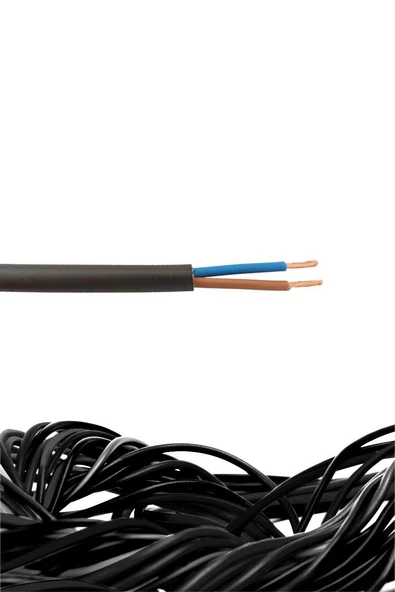 Öznur H05VV-F Siyah 2x1,5 (NYMHY) TTR Kablo 12 Metre