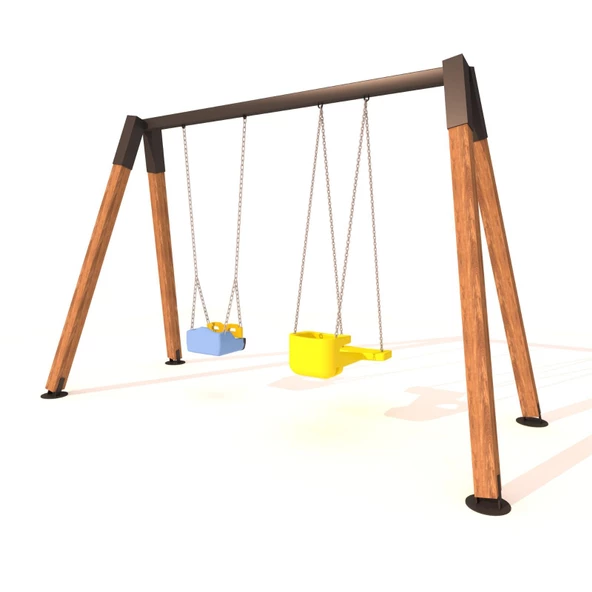 Ahşap Salıncak, Ebeveyn ve Standart Tip Salıncak Koltuklu - Resim 3