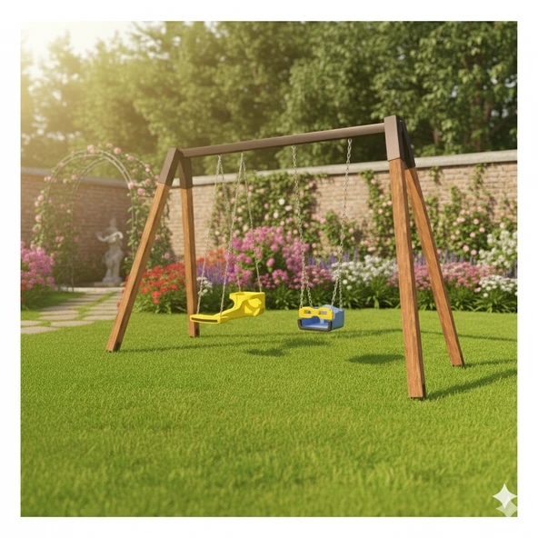 Ahşap Salıncak, Ebeveyn ve Standart Tip Salıncak Koltuklu ürün görseli 1