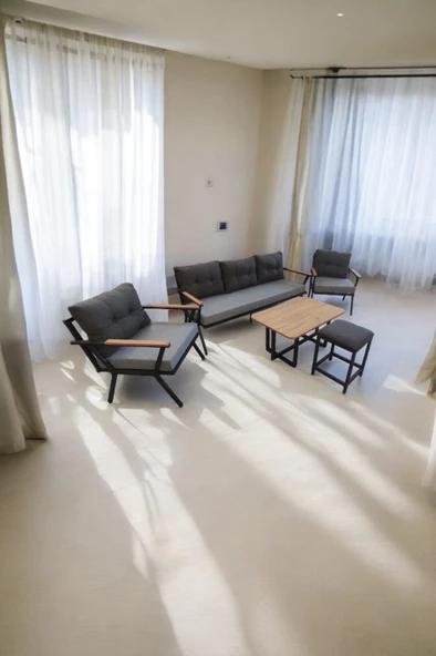 Pimango Pi Locca Bahçe Ve Balkon Mobilyası Antrasit Gri 3+1+1 Sehpalı ve Puf