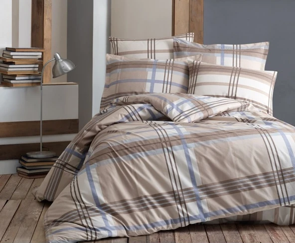 Clasy Ranforce Nevresim Takımı Çift Kişilik Enza v1 Bej ürün görseli