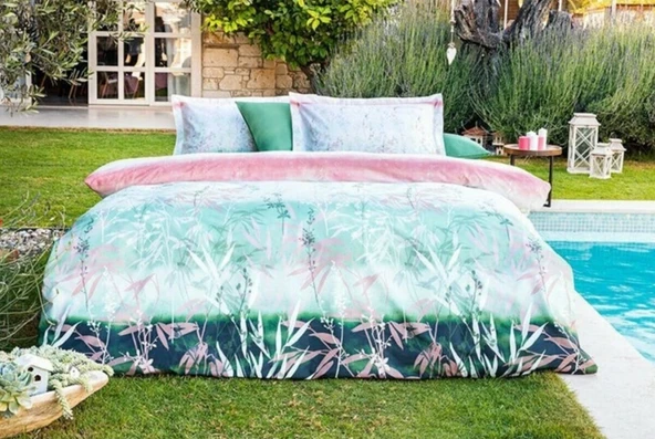 Özdilek Çift Kişilik Ranforce Nevresim Takımı Reeds Yeşil ürün görseli