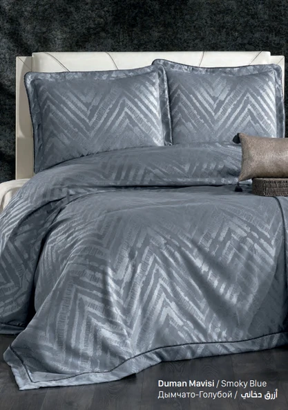 Güzide Çift Kişilik Modern Yatak Örtüsü Deren Duman Mavisi ürün görseli