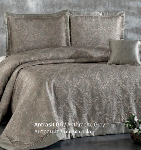 Güzide Klasik Yatak Örtüsü Belinda Antrasit Gri - Resim 2