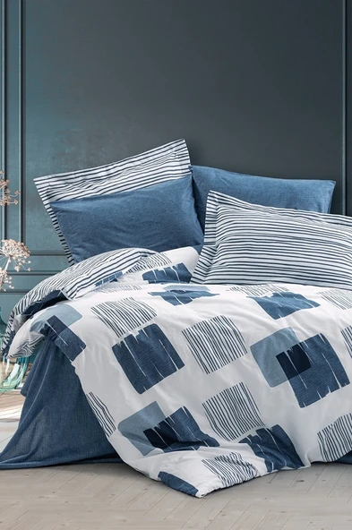Cotton Box Modern Tek Kişilik Nevresim Takımı Solito Indigo