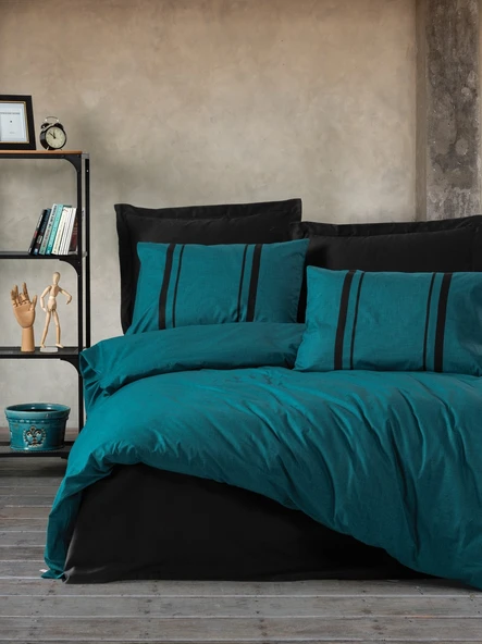 Cotton Box Plain Çift Kişilik Nevresim Takımı Bitter Petrol Siyah ürün görseli