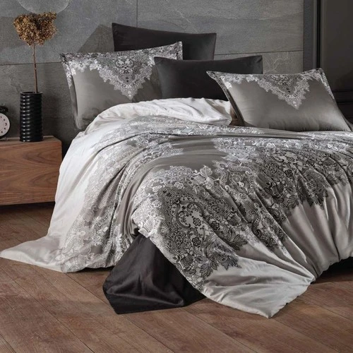 Clasy Çift Kişilik Saten Nevresim Takımı Noldor Antrasit ürün görseli