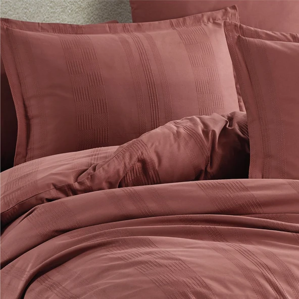 Clasy Ranforce Çift Kişilik Nevresim Takımı Unita Kiremit - Resim 3