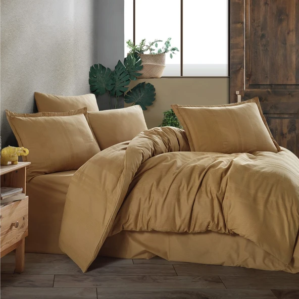 Clasy Ranforce Çift Kişilik Nevresim Takımı Unita Zencefil - Resim 4