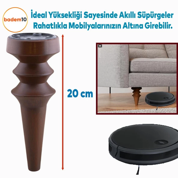 Oliva Mobilya Kanepe Koltuk Tv Ünitesi Baza Ayağı Zigon Orta Sehpası Ayak Ayakları 20 cm Ahşap Desen - Resim 3