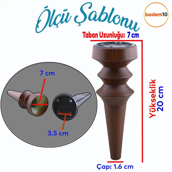 Oliva Mobilya Kanepe Koltuk Tv Ünitesi Baza Ayağı Zigon Orta Sehpası Ayak Ayakları 20 cm Ahşap Desen - Resim 2