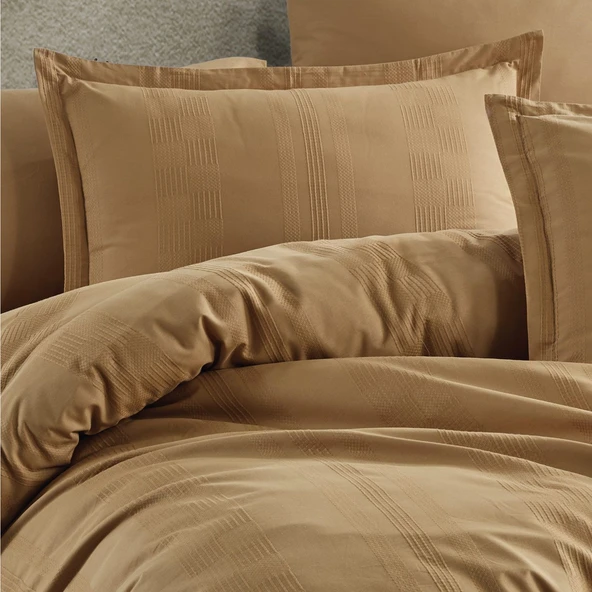 Clasy Ranforce Çift Kişilik Nevresim Takımı Unita Zencefil - Resim 5