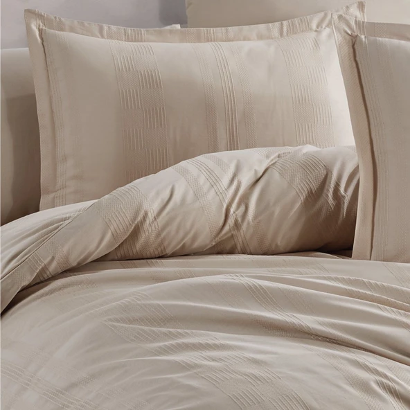 Clasy Ranforce Tek Kişilik Nevresim Takımı Unita Bej - Resim 3