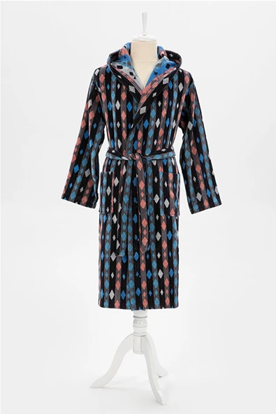 Özdilek Hawai Mosaıc Kapşonlu Bornoz L ürün görseli