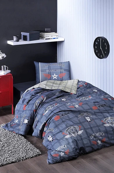 Özdilek Lisanslı Lacivert Avengers Heroes Tek Kişilik Nevresim Takımı Fıtted - Resim 4