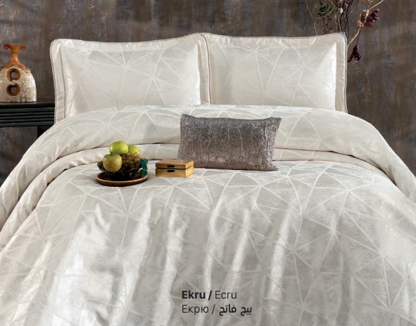 Güzide Ev Modası Yatak Örtüsü Piramit Ekru - Resim 1