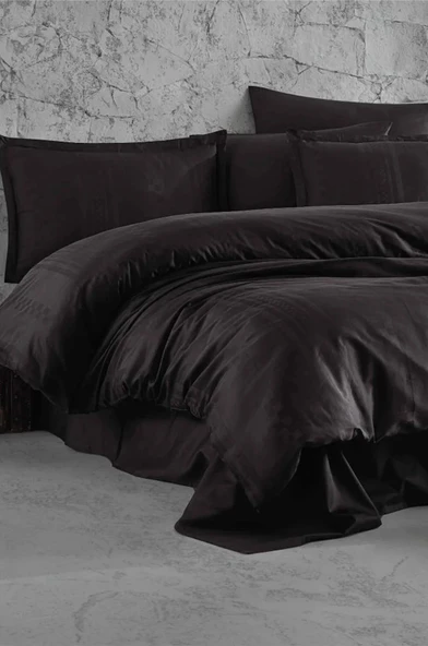 Clasy Çizgili Saten Çift Kişilik Nevresim Takımı Capital Antrasit - Resim 2