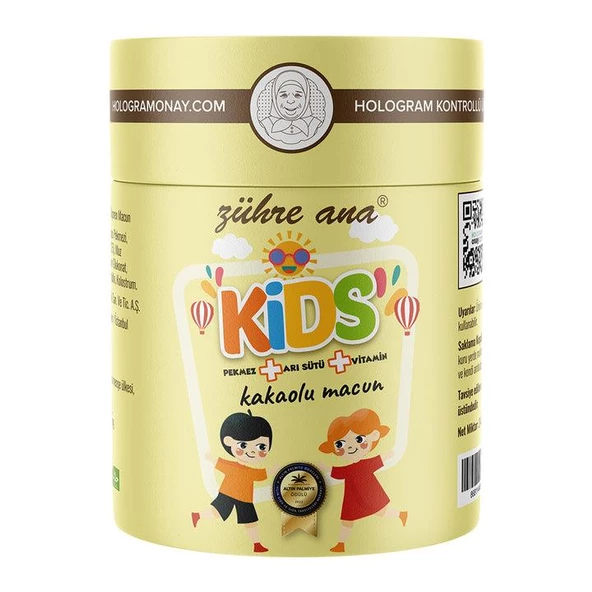 Zühre Ana Kids Pekmez Arı Sütü Vitamin Kakaolu Macun 240 gr