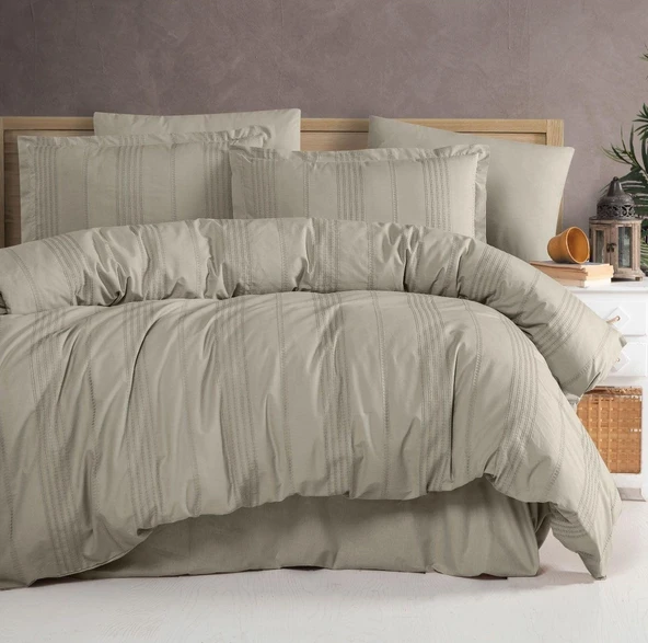 Clasy Çift Kişilik Nevresim Takımı Arakis Armürlü V3 Bej - Resim 2