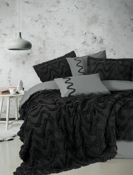Cotton Box Limi Çift Kişilik Yatak Örtüsü Ve Nevresim Takımı Viggo Siyah