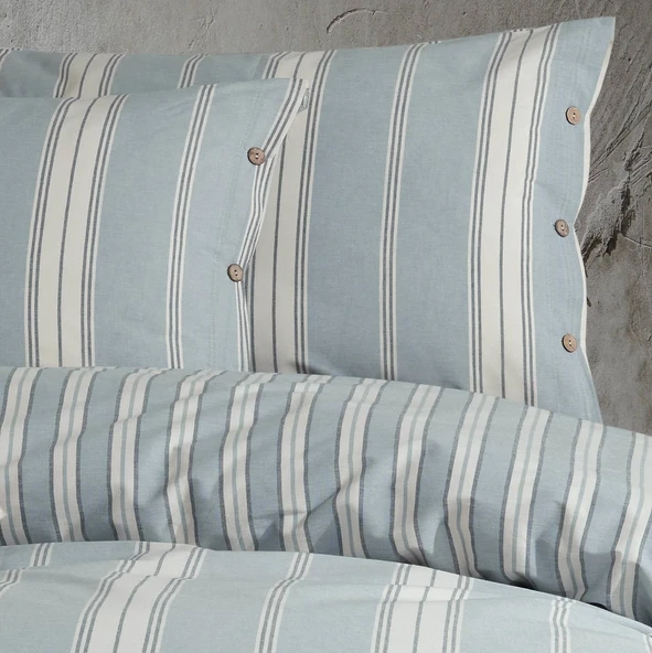 Clasy Ranforce Nevresim Takımı Çift Kişilik Kasara Mavi Nativa - Resim 3