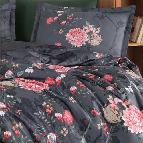 Clasy Saten Çift Kişilik Nevresim Takımı Alfon V1 Kahve - Resim 2