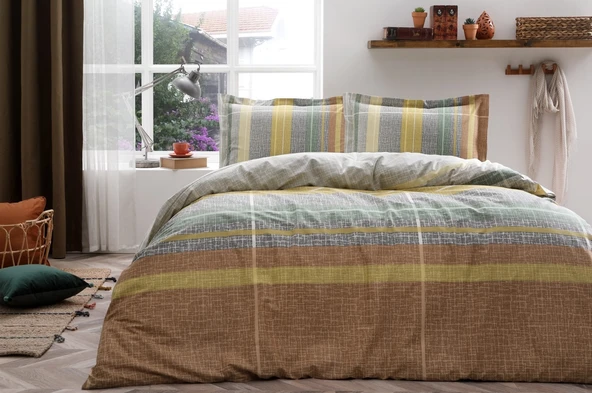 Özdilek Çift Kişilik Lane Turuncu Ranforce Nevresim Takımı - Resim 2