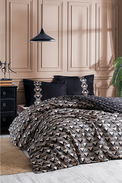 Özdilek Ouro Çift Kişilik Lastikli Fitted Çarşaf Nevresim Takımı Siyah