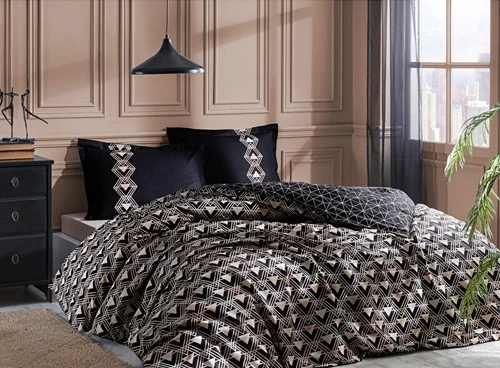 Özdilek Ouro Çift Kişilik Lastikli Fitted Çarşaf Nevresim Takımı Siyah - Resim 3